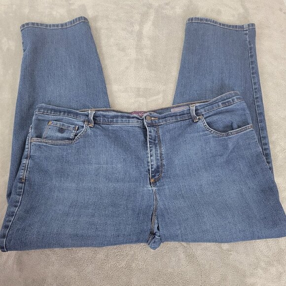 Gloria Vanderbilt Amanda Womens Jeans 24W Plus Straight Leg Dark Blue SL34E - Picture 1 of 10